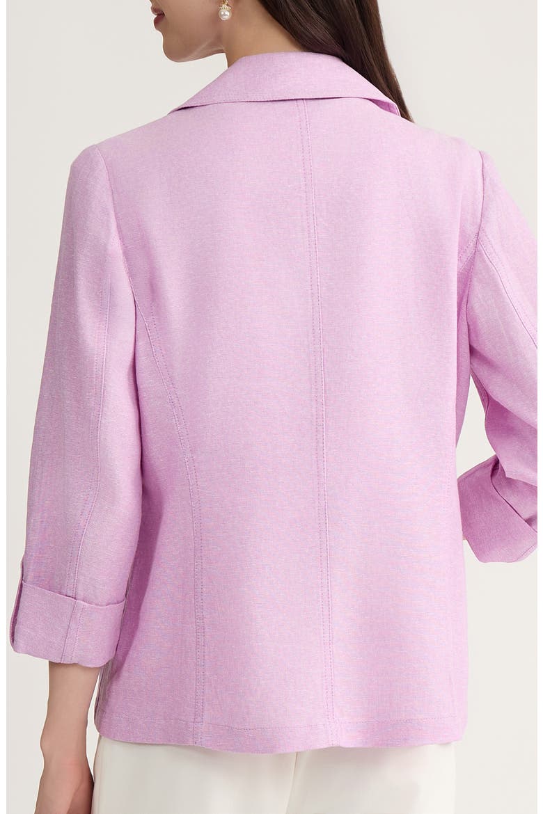 Open Front Linen Blend Blazer, Alternate, color, COSMO PINK/ LILY WHITE