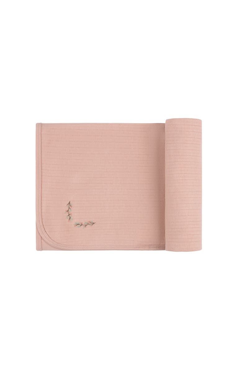Ely's & Co. Organic Wide Rib Embroidered Scallop Collar Collection - Blanket, Main, color, Pink