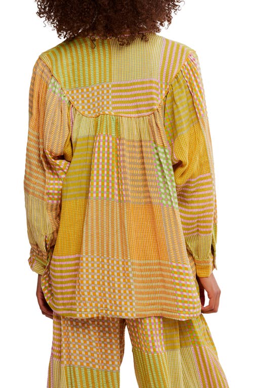 Free People Night After Night Cotton Button-up Pajama Shirt In Multi