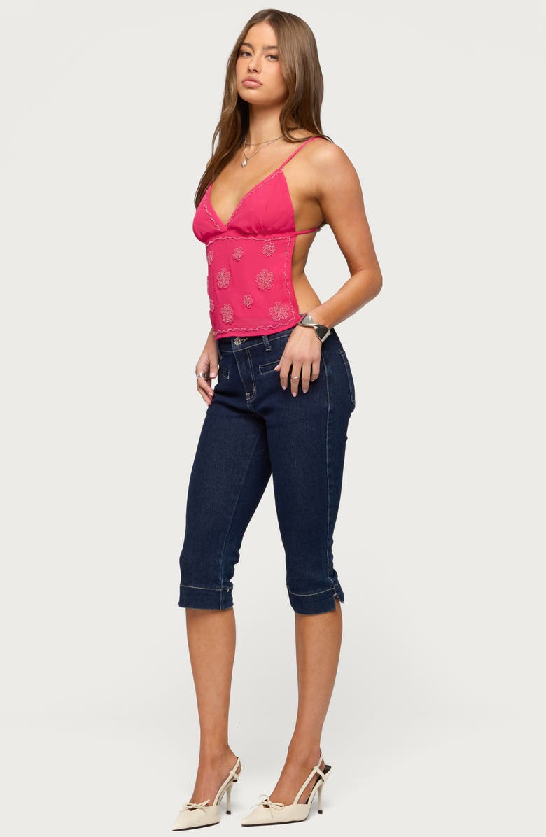 EDIKTED Kazi Beaded Open Back Camisole, Alternate, color, Fuchsia