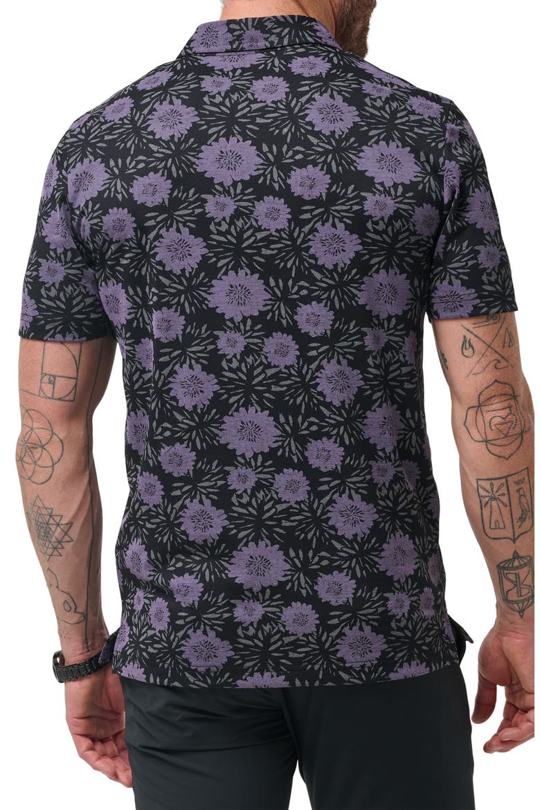 Not Happening Floral Piqué Polo, Alternate, color, BLACK