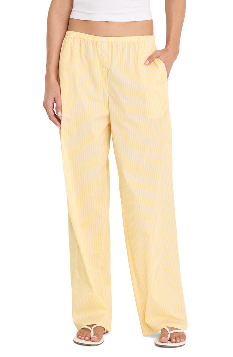 Good American Stripe Poplin Pants, Main, color, Butterbeam Stripe