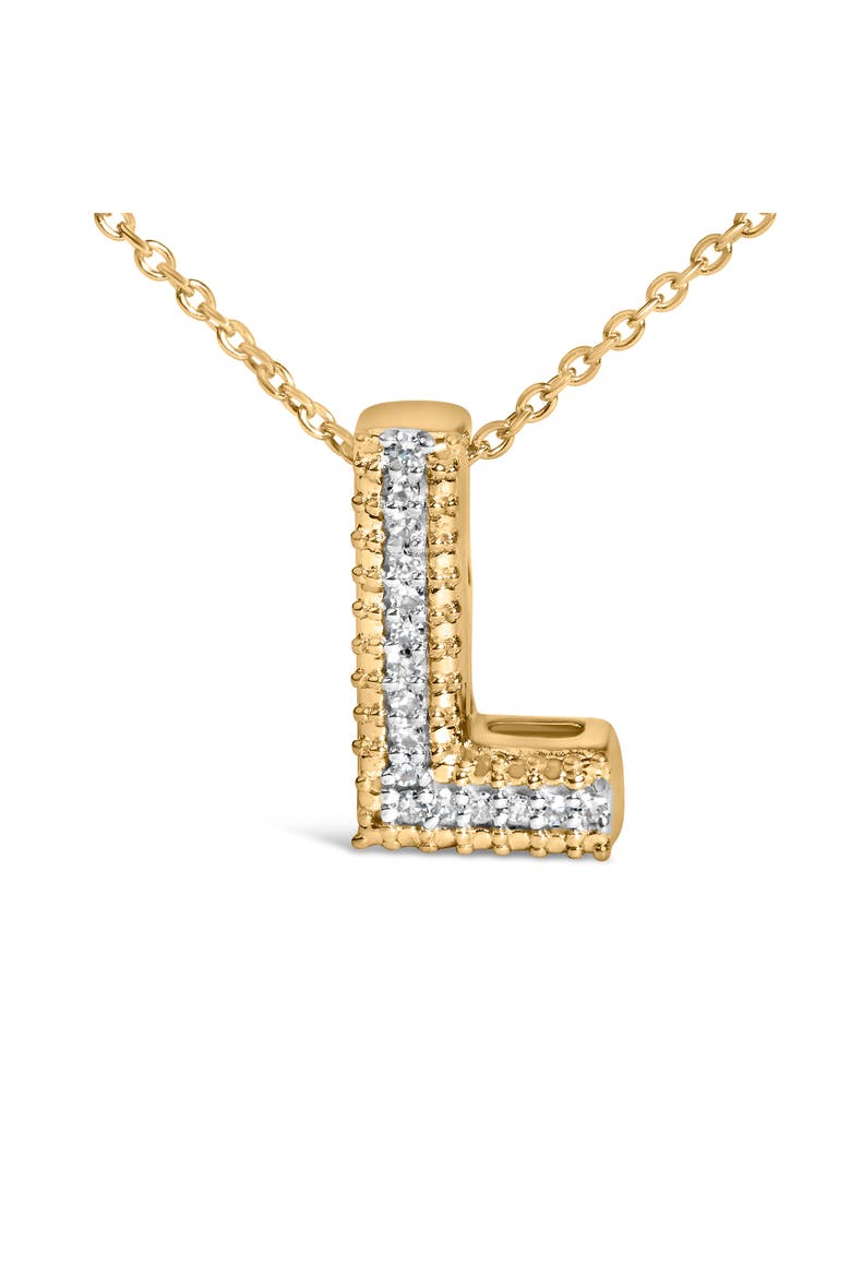 Yellow Gold Vermeil Diamond Accent "A-Z" Initial Bubble Pendant Necklace, Alternate, color, L