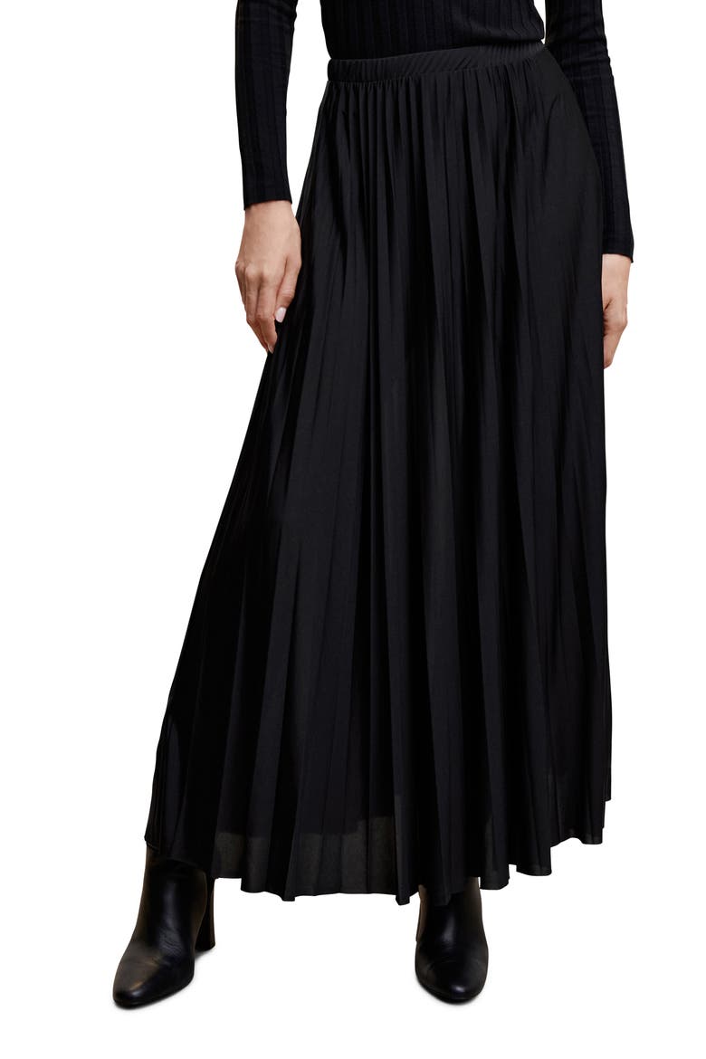Pleated Maxi Skirt, Main, color, BLACK