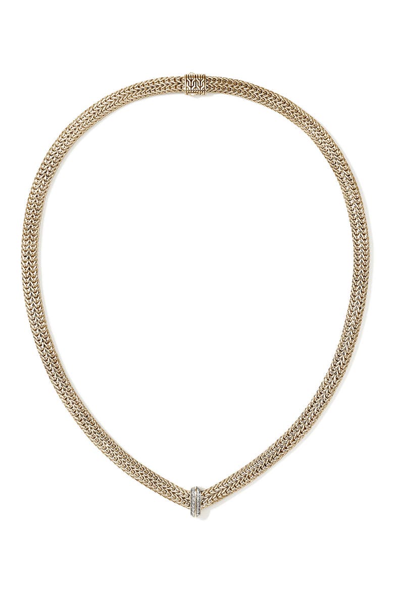 Icon Link Necklace, 14K Gold, Diamonds, Alternate, color, GOLD