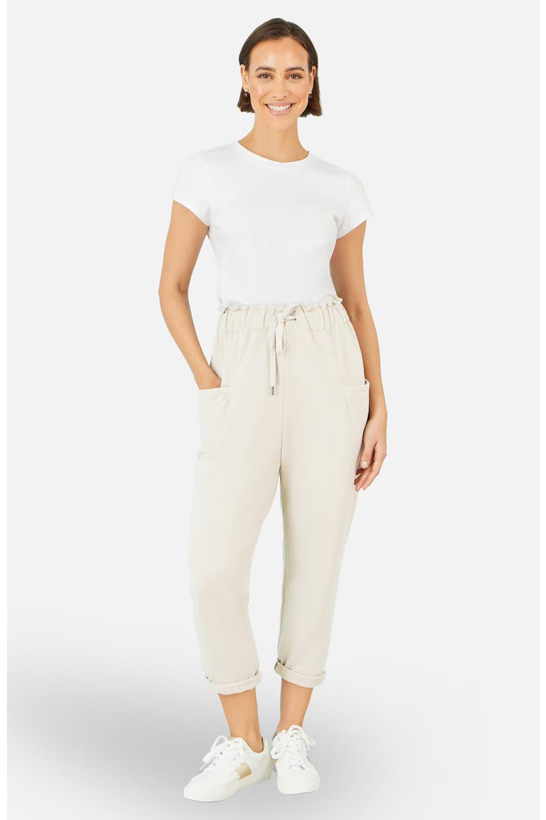 Cotton Relaxed Stretch Trousers, Alternate, color, Chalk
