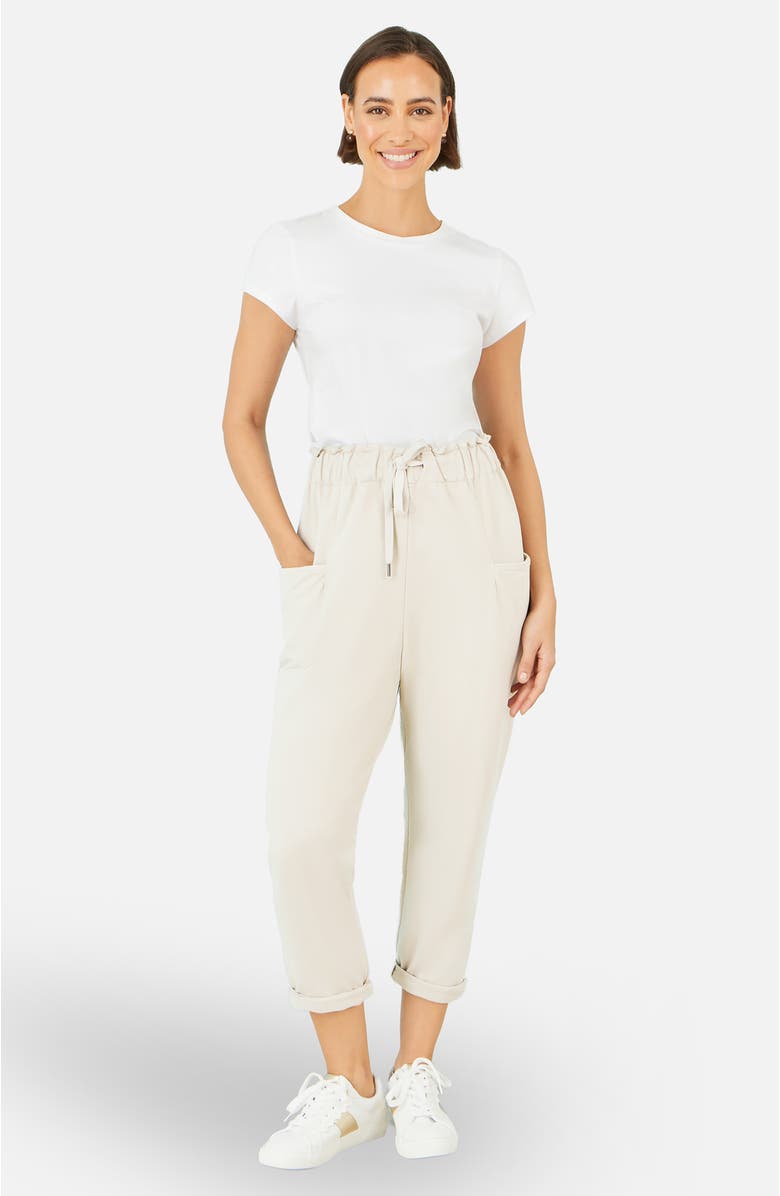 Yumi Cotton Relaxed Stretch Trousers, Alternate, color, Chalk