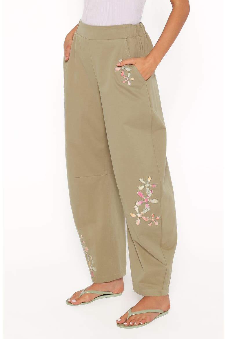 Telena Barrel Leg Pants, Alternate, color, OLIVE GREEN PATCHWORK