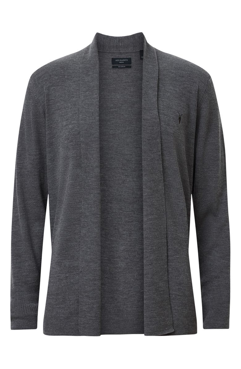 AllSaints Mode Merino Wool Shawl Collar Cardigan, Alternate, color, Monument Grey