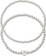 Adornia Beaded Initial Charm Bracelet Set