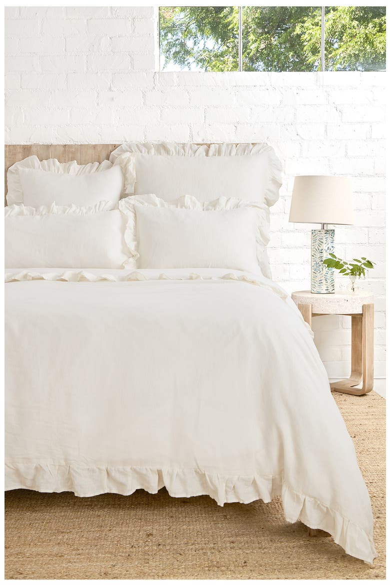 'Charlie' Linen Duvet Cover, Main, color, CREAM