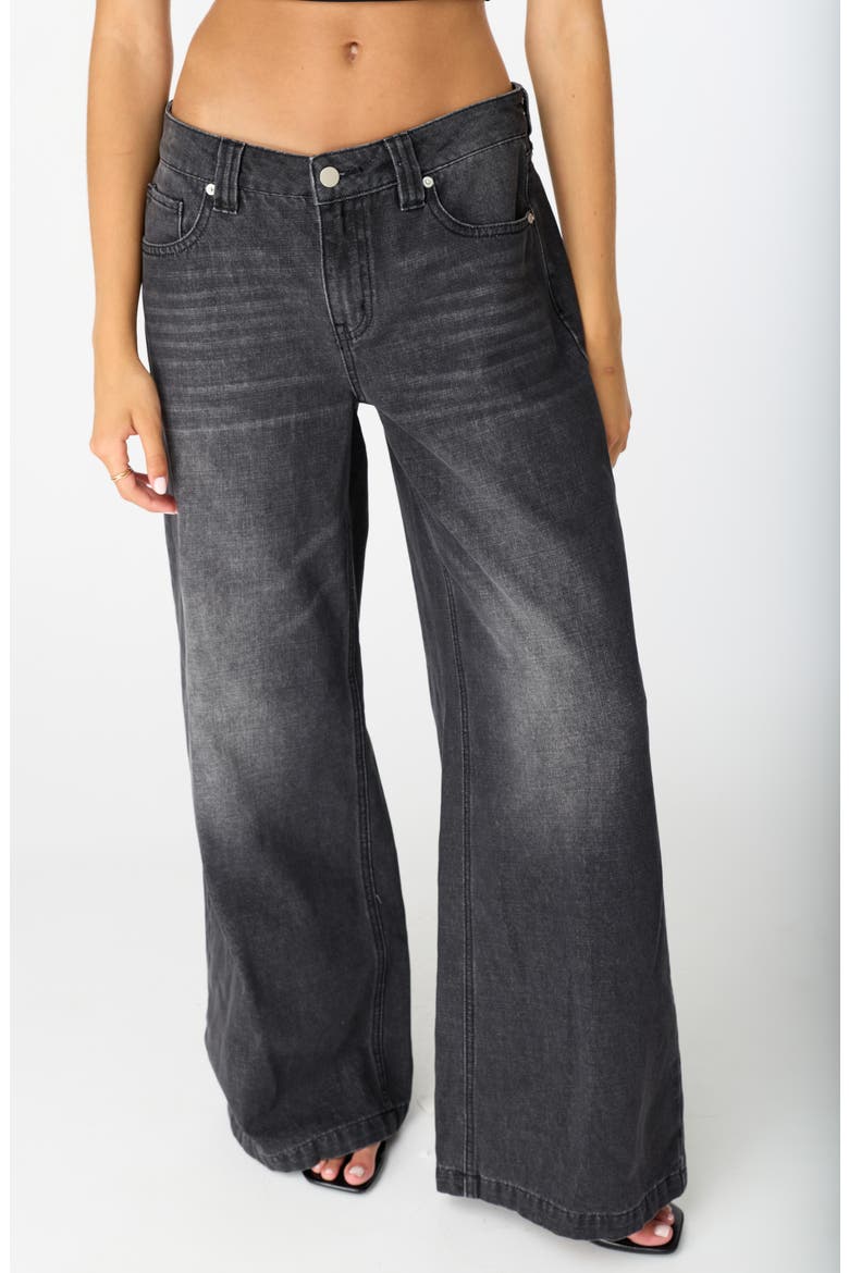 Maya Mid Rise Ultra Wide Leg Jeans, Main, color, BLACK WASH