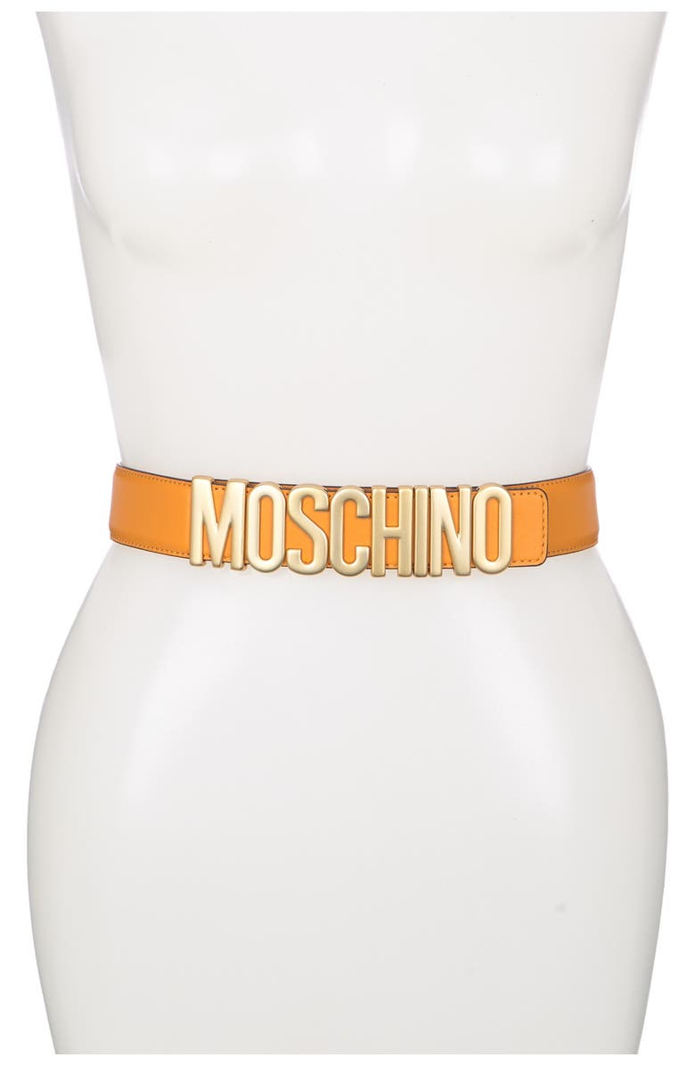 Moschino Logo Buckle Belt, Main, color, 