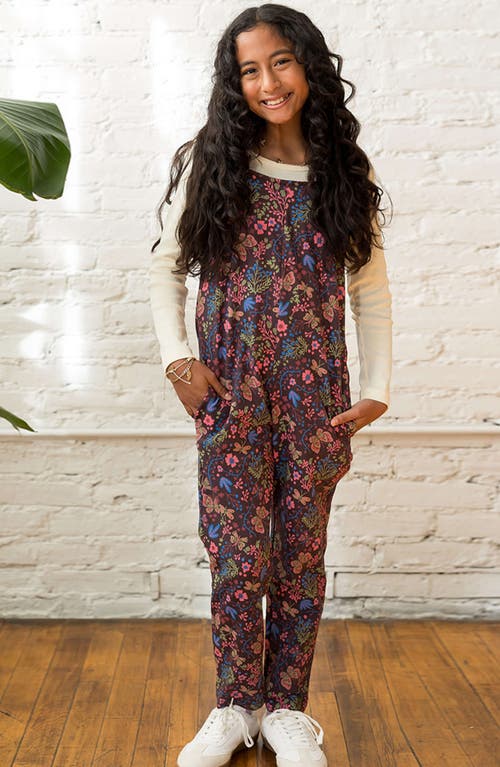 Mightly Organic Cotton Girls Jumpsuit In Flower Child