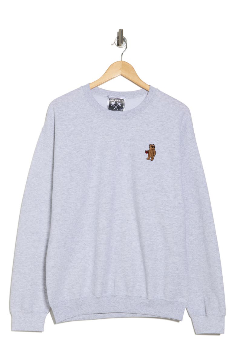 RIOT SOCIETY Embroidered Bear Crewneck Sweatshirt, Alternate, color, Grey