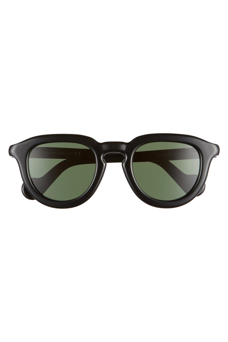50mm Square Sunglasses, Alternate, color, SHINY BLACK/ GREEN
