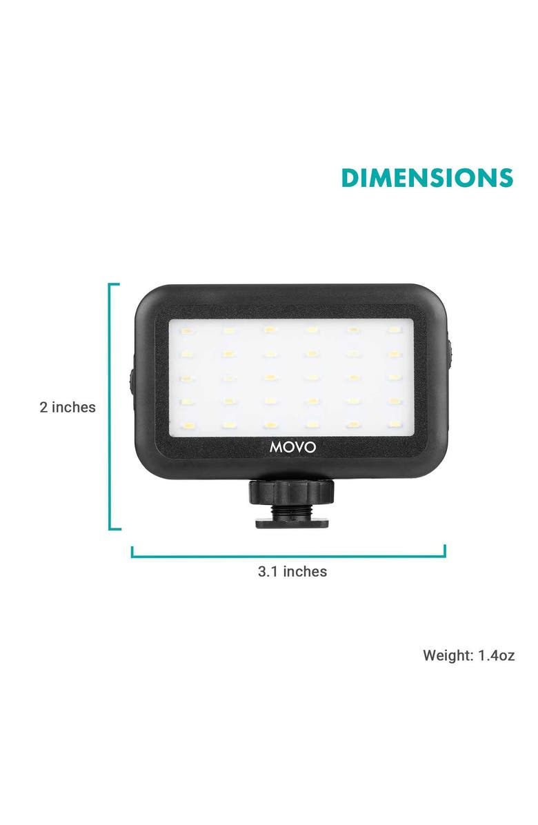 MOVO LED-30 Mini LED Light Panel - Adjustable Brightness, Rechargeable Battery, Alternate, color, Black