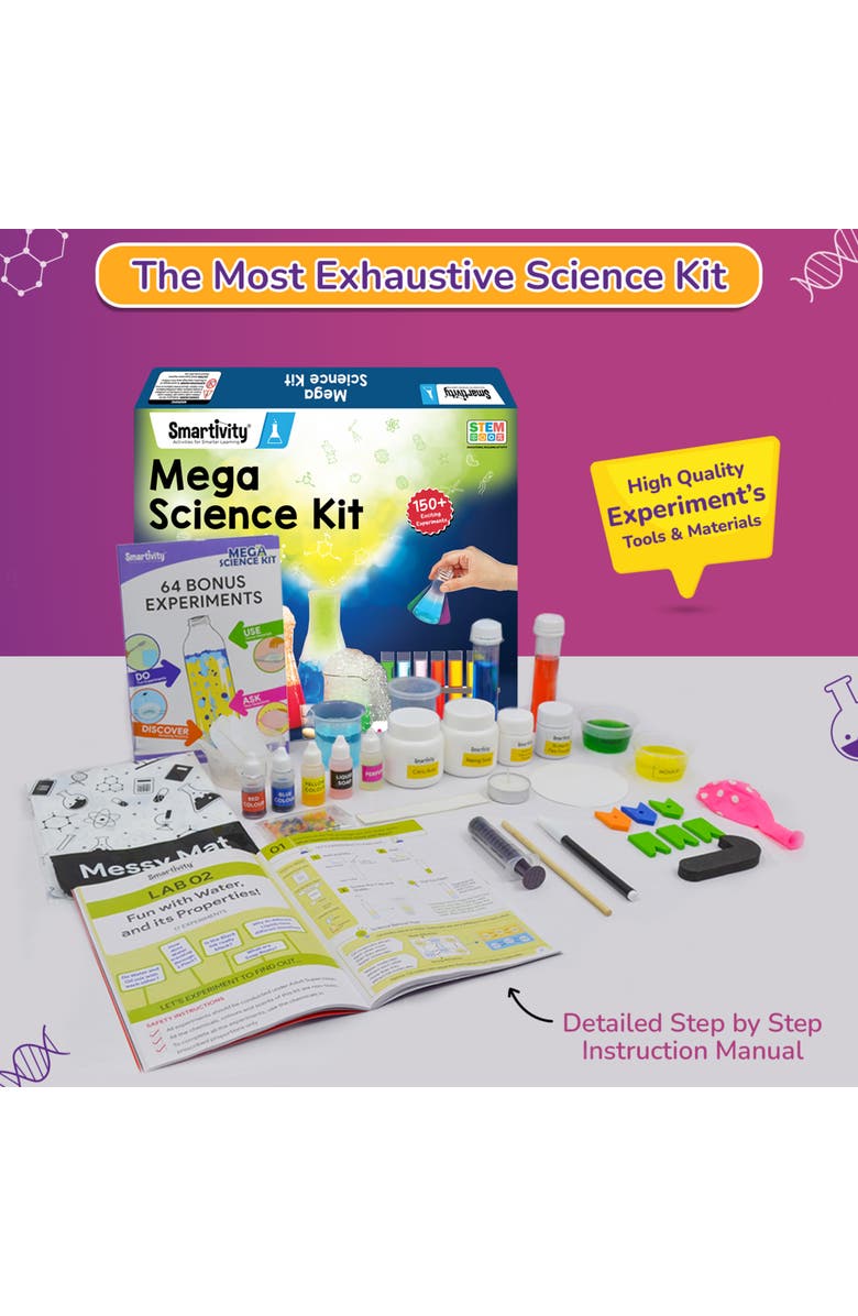 Smartivity Mega Science Kit, 150+ Exciting Experiments, Chemistry Lab Activity, Alternate, color, Multicolored