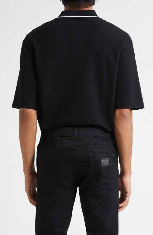 Dolce & Gabbana Polo Shirt In Piqué De Coton In Black