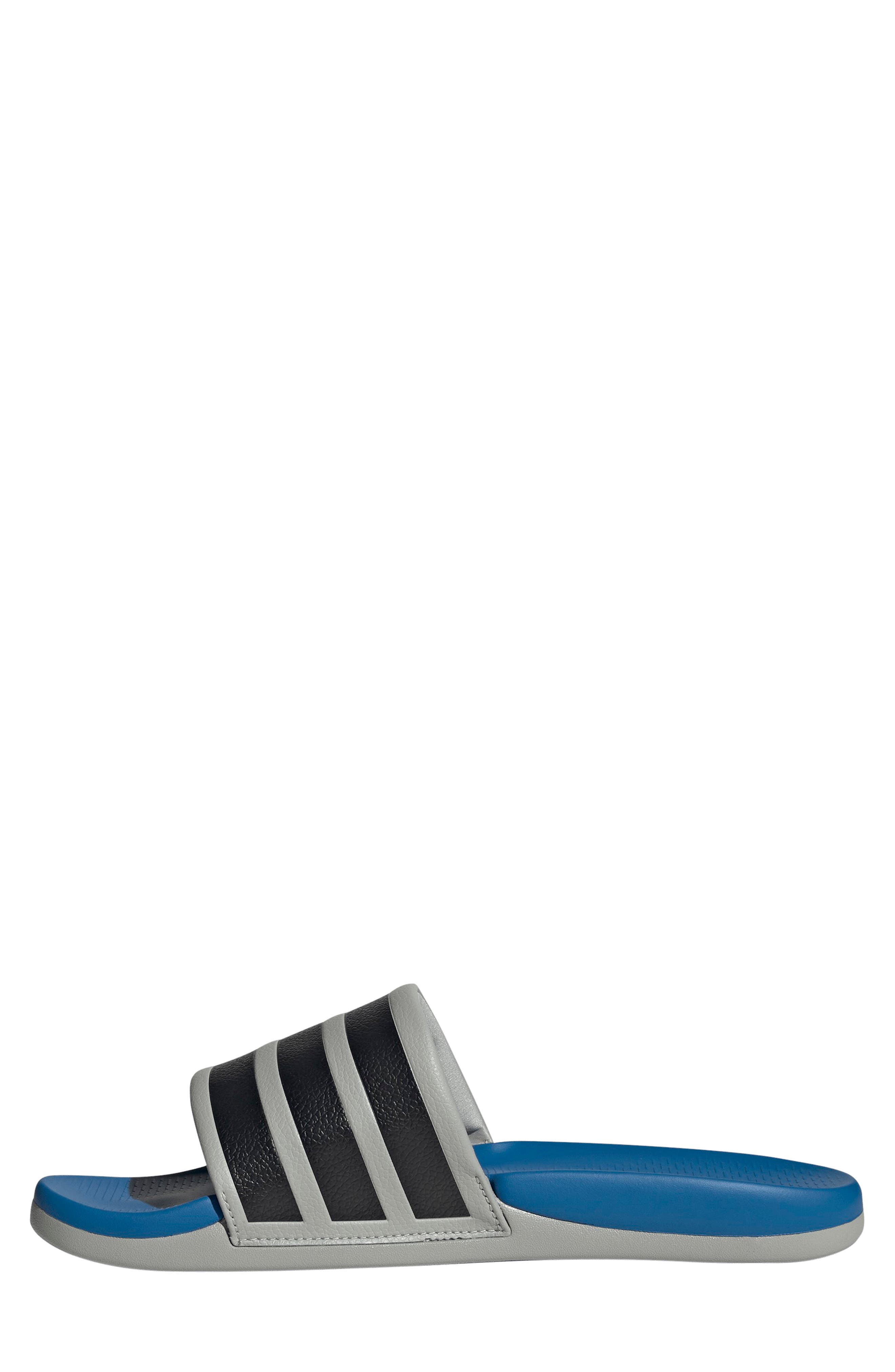 adidas Adilette Comfort 2.0 Slide Sandal, Alternate, color, Grey Two/ Core Black/ Ray Blue