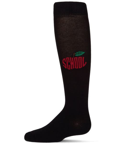 Ribbed School Apple Embroidered Knee Sock
