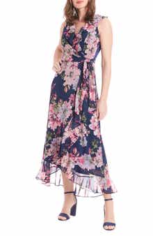 London Times Floral Chiffon Dress