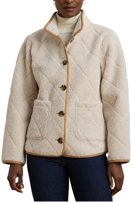 Ralph Lauren Lauren  Quilted Faux Shearling Jacket In Neutral