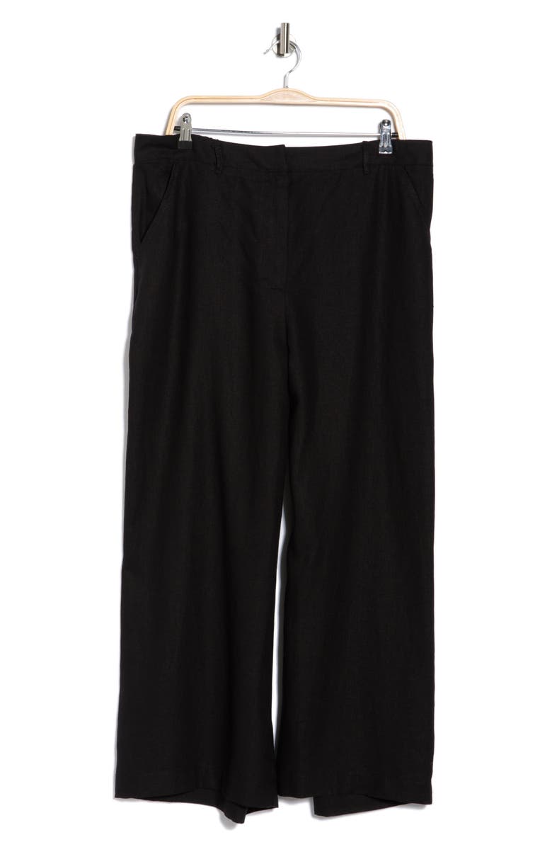 MAX STUDIO Linen Blend Wide Leg Pants, Alternate, color, Black
