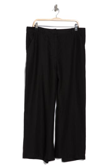 Max Studio Linen Blend Wide Leg Pants In Black