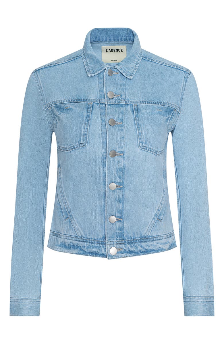 L'AGENCE Celine Denim Trucker Jacket, Alternate, color, Fontana