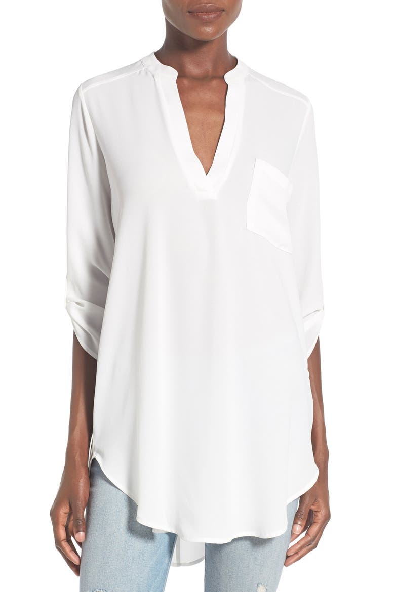 Perfect Roll Tab Sleeve Tunic, Main, color, OFF WHITE