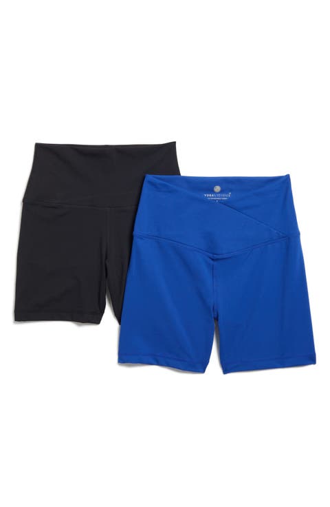 2-Pack Lux Crossover Front High Waist Bike Shorts