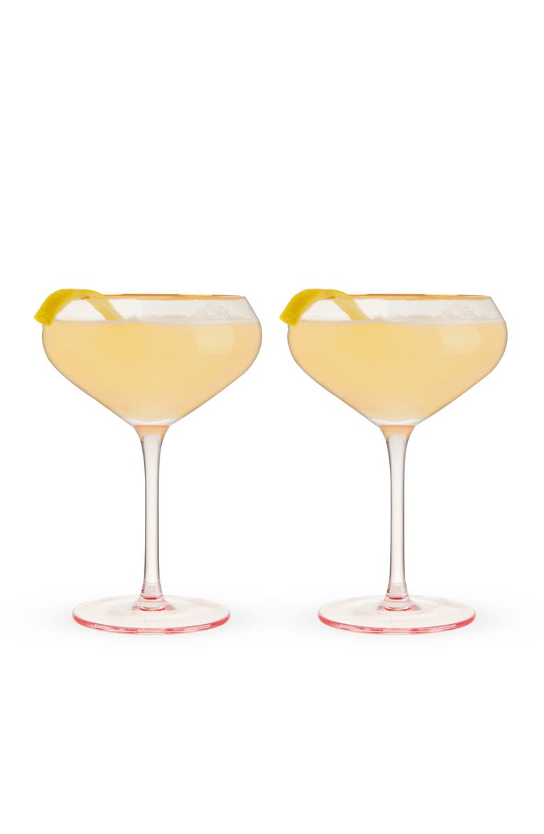 TWINE Rose Crystal Coupe Glasses Set of 2, Main, color, Pink