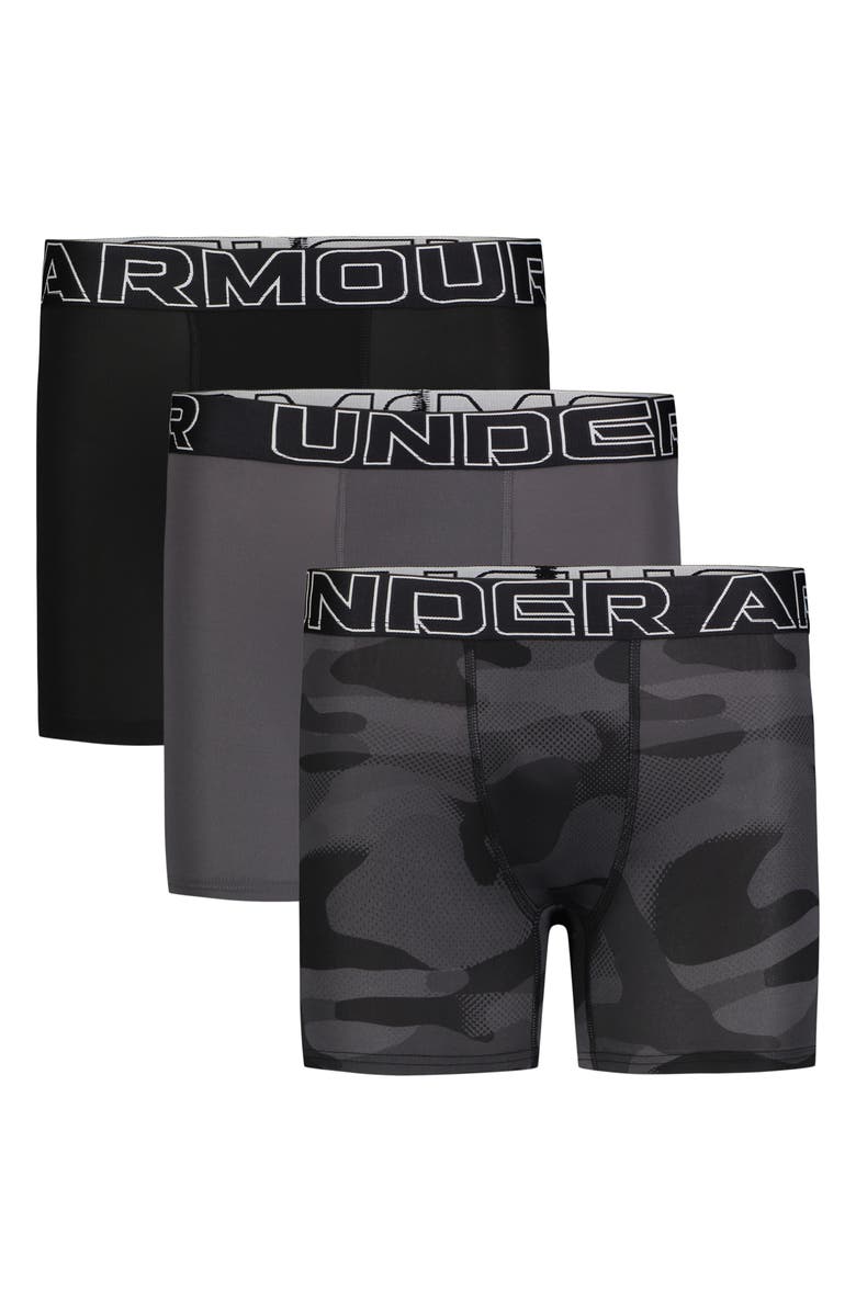 Under Armour Kids' Assorted 3-Pack UA Performance Tech<sup>™</sup> Boxer Briefs, Main, color, Black