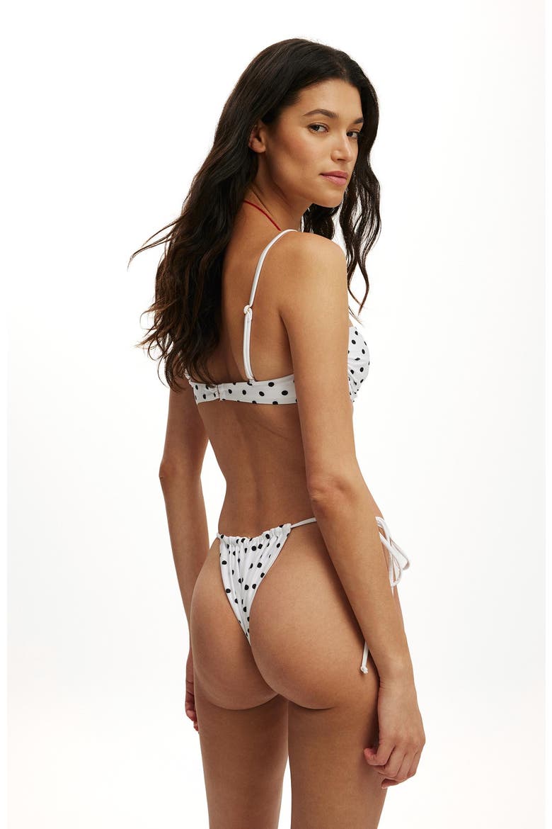 Women's Side Tie Gathered Brazilian Bikini Bottom, Alternate, color, Missy Spot White Wash