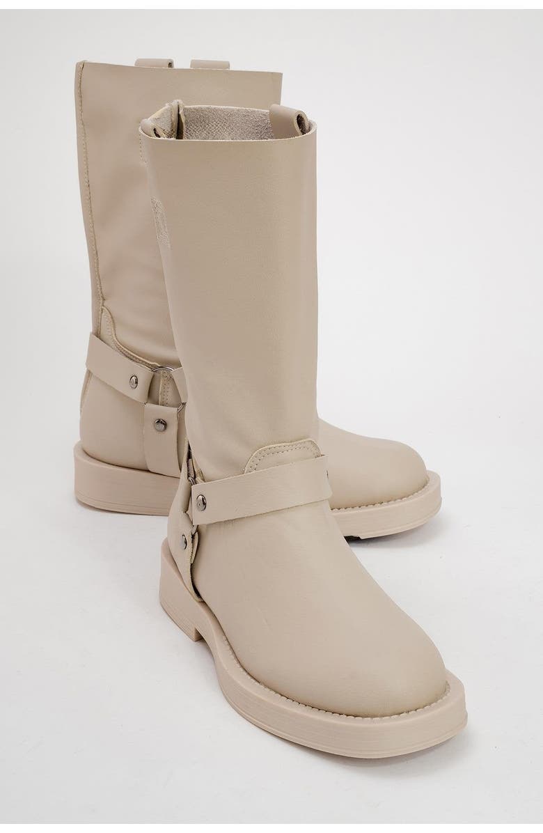 Prologue Shoes Solva Boot, Main, color, Beige Faux Leather