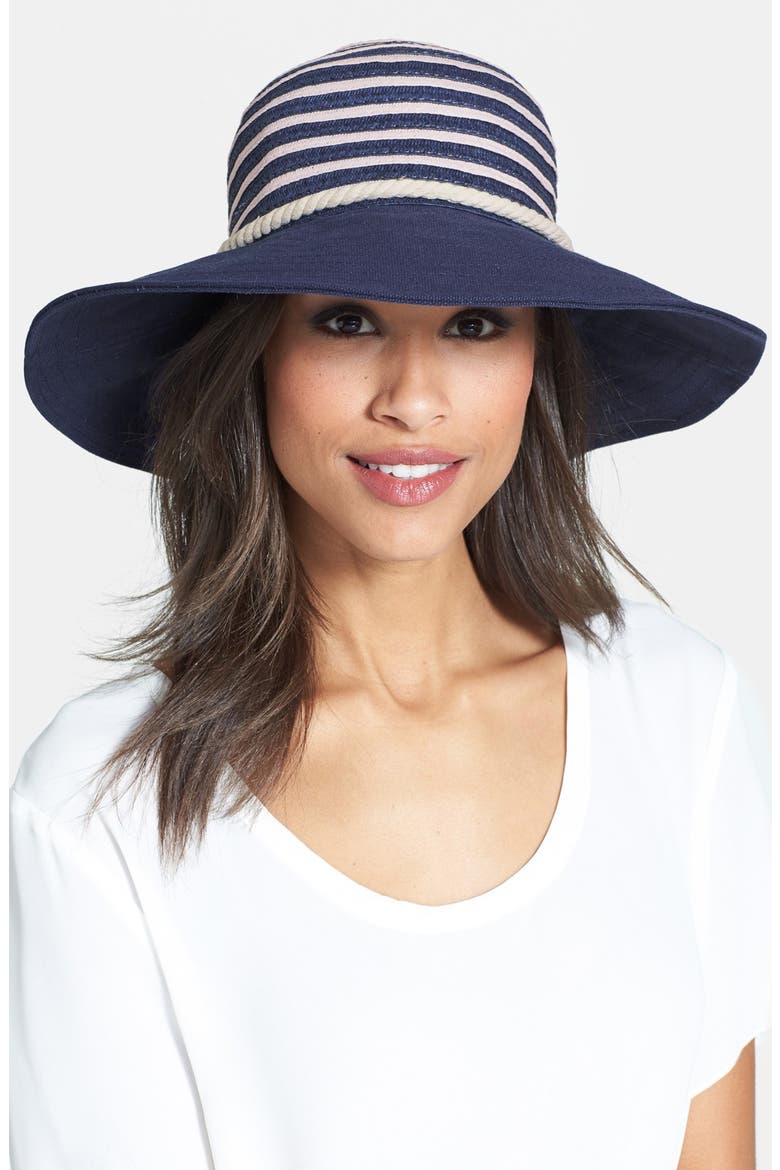 Sperry Top-Sider® Stripe Floppy Hat, Main, color, BRIGHT NAVY BLUE