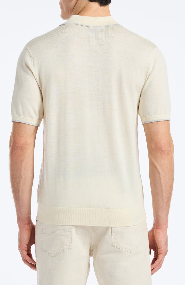 Robert Graham Edvan Short Sleeve Wool Blend Polo Sweater, Alternate, color, Off White