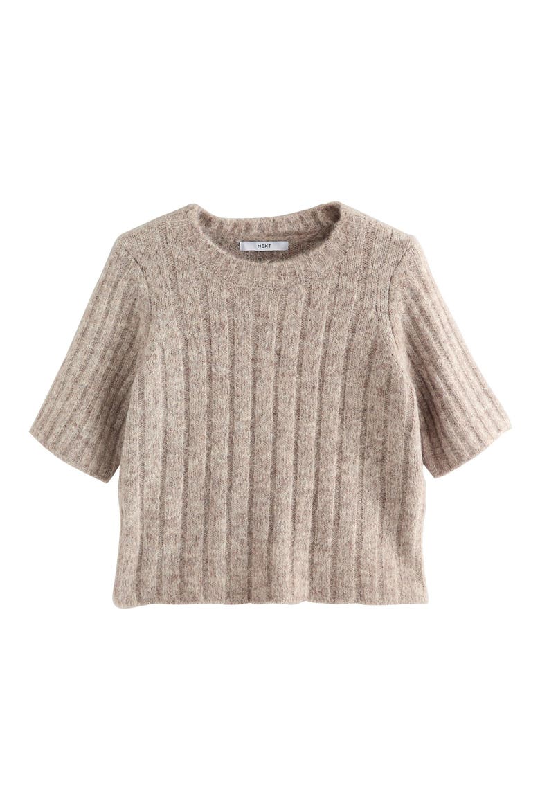 Short Sleeve Recycled Polyester Blend Sweater, Alternate, color, GREY