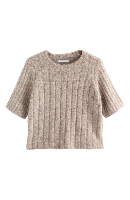 Next Short Sleeve Recycled Polyester Blend Sweater In Neutral
