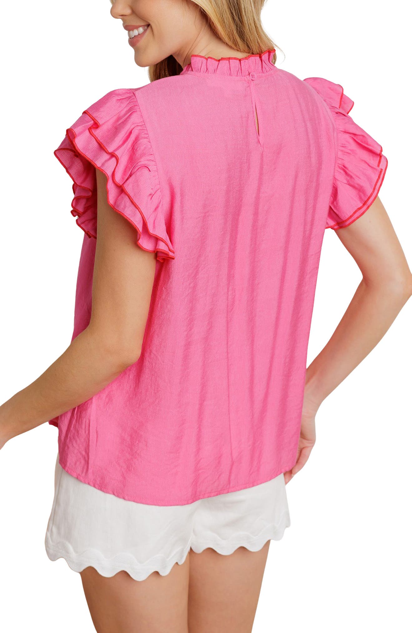 Contrast Stitching Ruffle Top - image 4