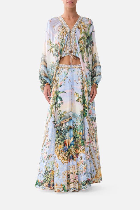 Lace Up Front Blouson Sleeve Blouse
