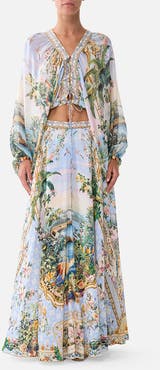 Camilla Lace Up Front Blouson Sleeve Blouse