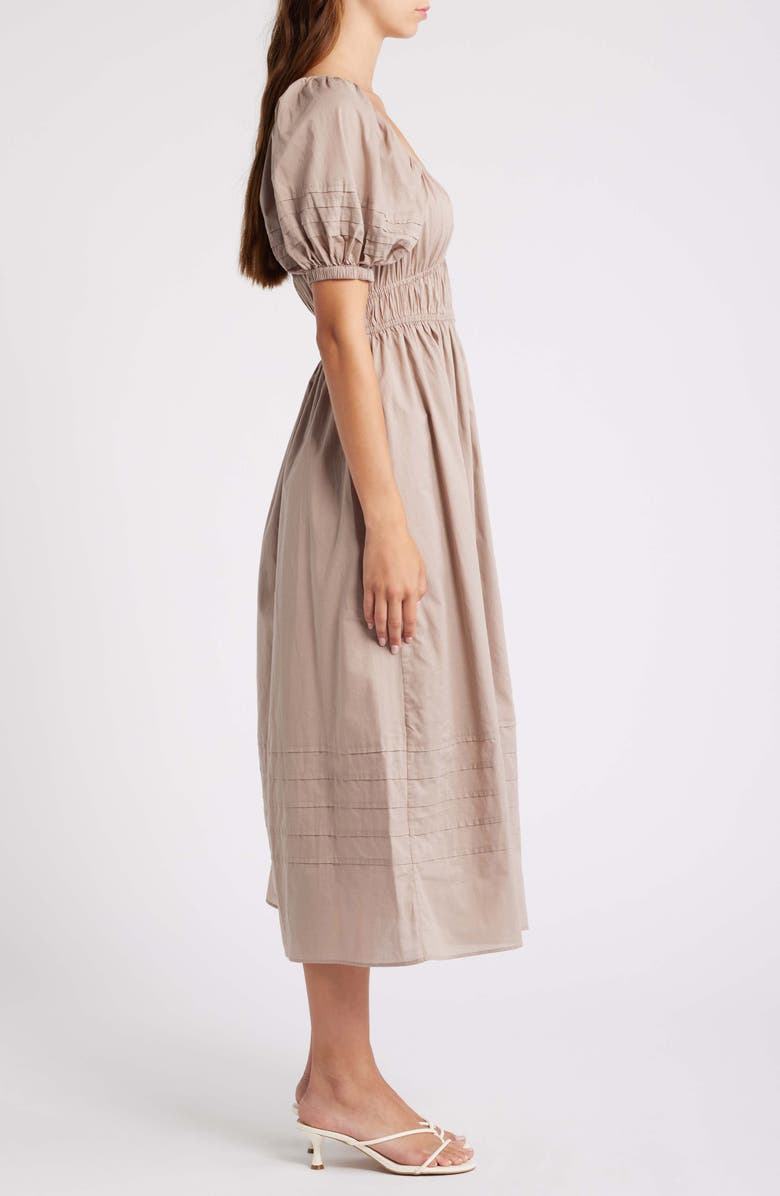 & Other Stories Pleat Detail Cotton Dress, Alternate, color, Mole Medium Dusty
