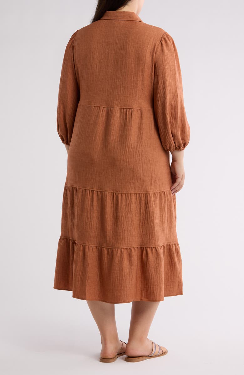 MAX STUDIO Balloon Sleeve Tiered Shirtdress, Alternate, color, Heather Spice