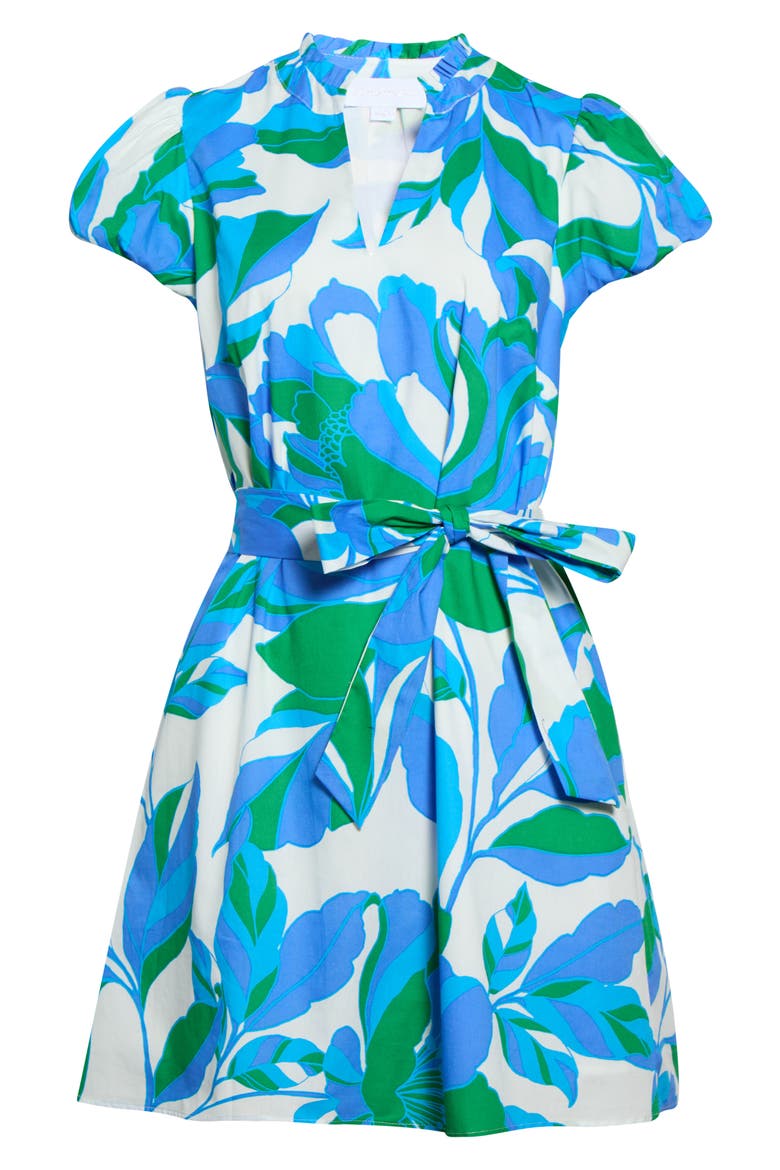 Pansie Floral Orela Shift Minidress, Main, color, WHITE-BLUE-GREEN
