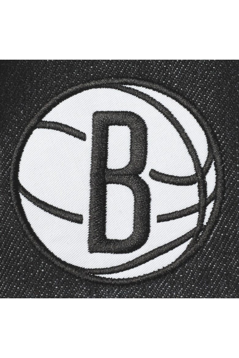 Women's The Wild Collective Black Brooklyn Nets Patch Denim Button-Up Jacket, Alternate, color, Black