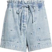 Rails Foster Floral Embroidered Paperbag Denim Shorts