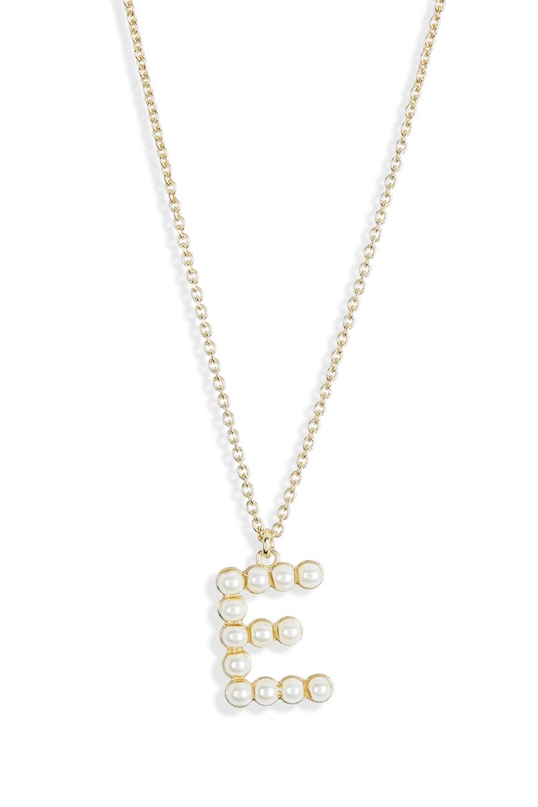 Imitation Pearl Initial Pendant Necklace, Main, color, YELLOW-E