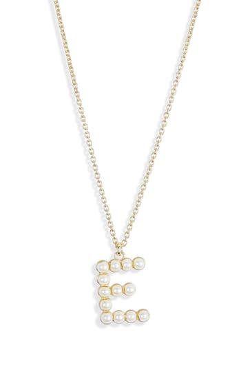 Meshmerise Imitation Pearl Initial Pendant Necklace In White